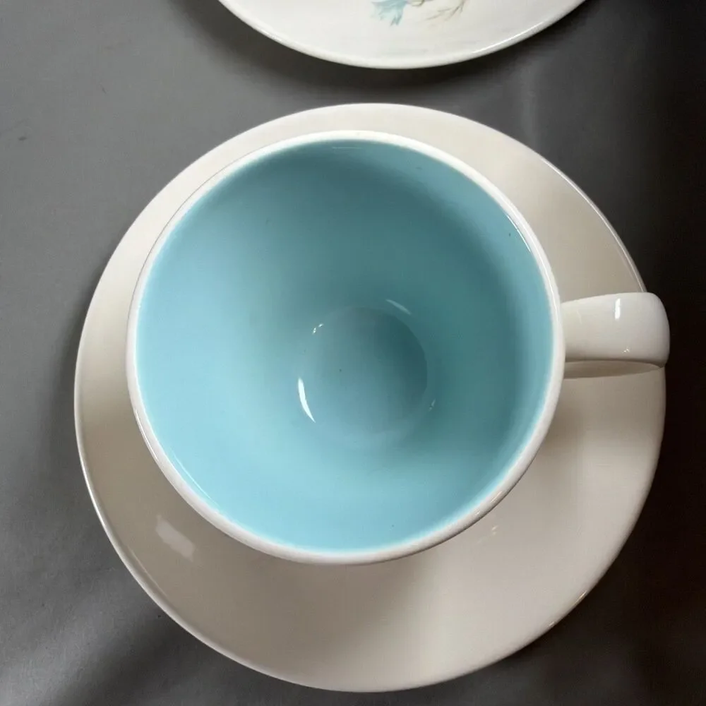 Vtg Taylor Smith Taylor Ever Yours Boutonniere Teacup Saucer Set of 4 C Handle